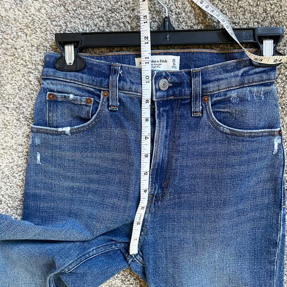 Abercrombie & Fitch Ankle Straight Ultra High Rise Distressed Jeans Size 25 - Picture 4 of 7